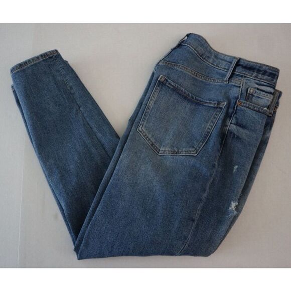 Old Navy Women's Sz 4 Blue High-Rise Curvy O.G. Straight Ankle Distressed Jeans - Picture 5 of 5